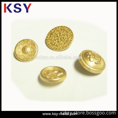 Factory prices mini shaped gold buttons with embossed